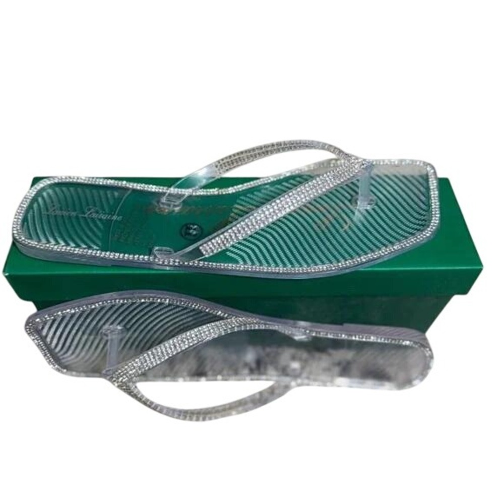 Lauren Lorraine Women's Clear Rhinestone Thong Sandals Shoes‎ Sz 11 / #S1110